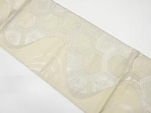 アンティーク　流水に重ね亀甲模様織り出し袋帯（着用可）